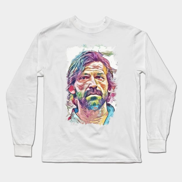 Andrea Pirlo - Italian Legend - Abstract Portrait Long Sleeve T-Shirt by Naumovski